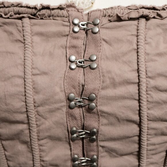 Y2K Apocalyptic Khaki Grunge Hook & Eye Lace Up Back Grommet Tube Top 🪵 H&M - Picture 3 of 9